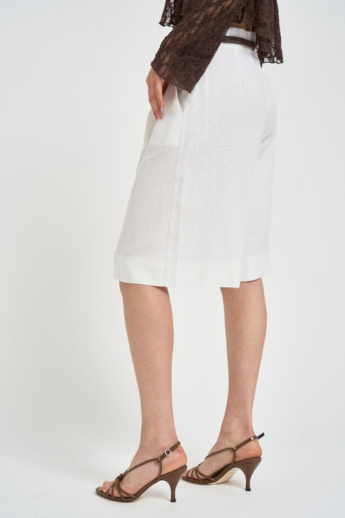 Bermuda donna in lino bianco - 2