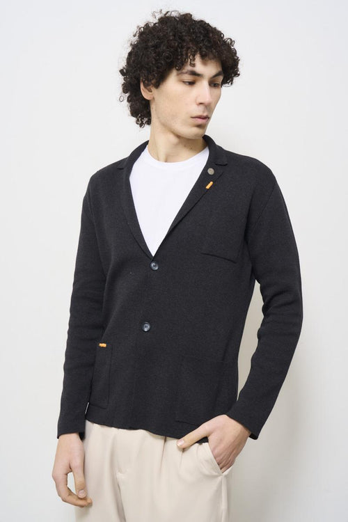 Men's black knitted jacket - 2