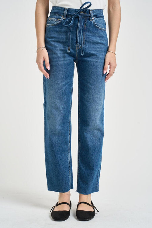 Jeans donna gamba dritta in denim blu