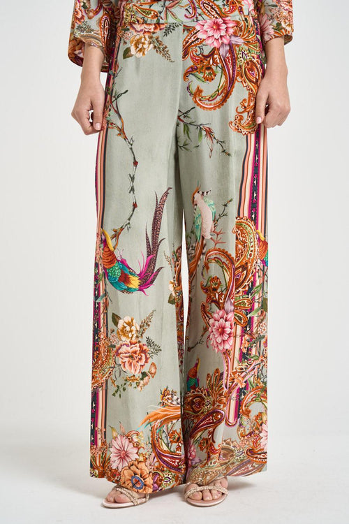Pantalone donna in tessuto leggero fantasia floreale
