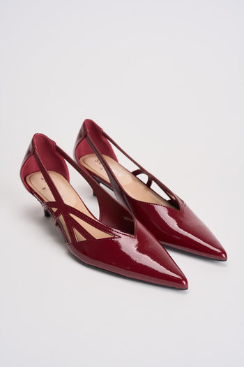 Décolleté donna in vernice bordeaux - 3