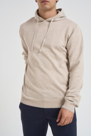 Felpa in maglia con cappuccio beige - 3
