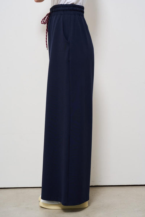 Pantaloni donna blu a palazzo - 2