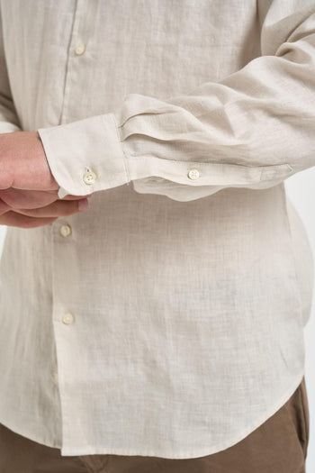 Camicia uomo in lino sabbia - 4