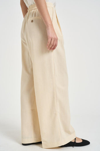 Pantalone donna con pinces panna - 5