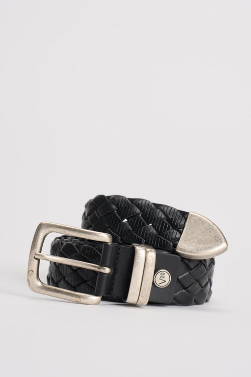 Cintura uomo in pelle intrecciata nera