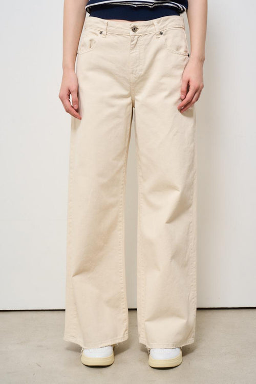 Jeans donna a palazzo panna