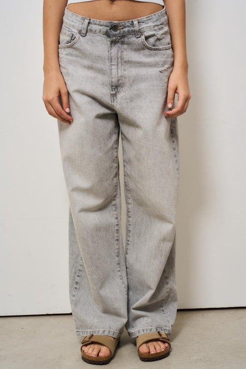 Jeans donna baggy grigio - 1