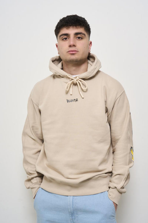 Felpa uomo con cappuccio beige