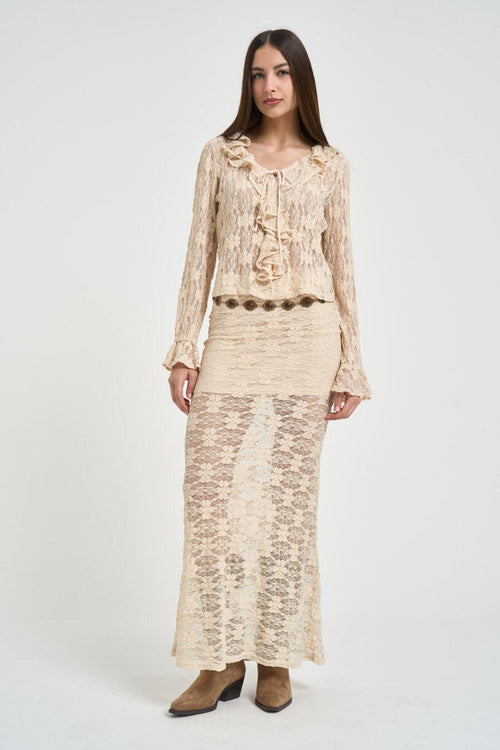 Blusa donnna con pizzo beige