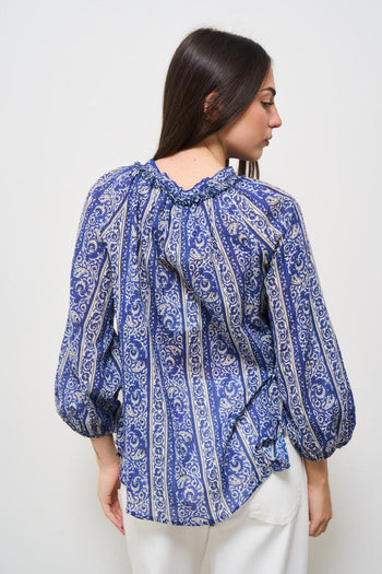 Blusa donna in fantasia blu - 4