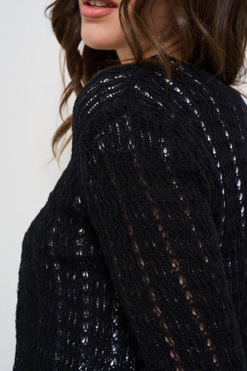 Cardigan donna cropped nero - 6