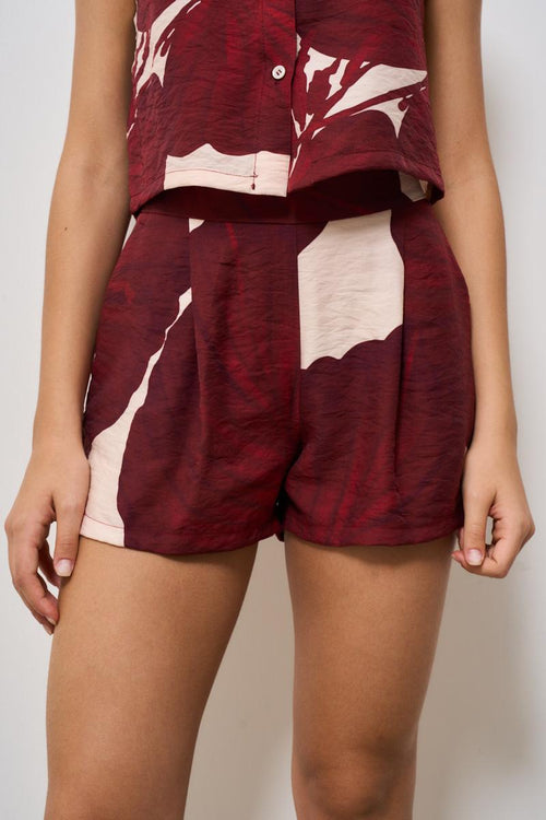 Bermuda donna floreale bordeaux