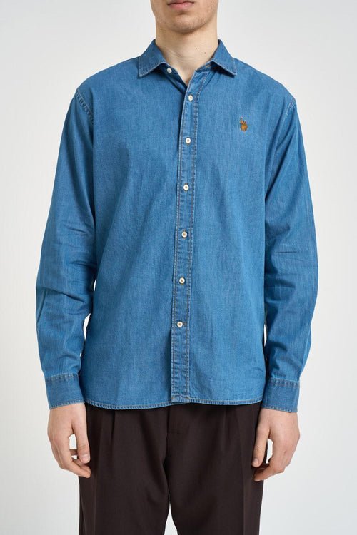 Camicia uomo in denim leggero blu - 2
