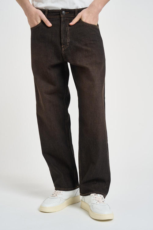 Jeans uomo wide leg in denim nero - 1