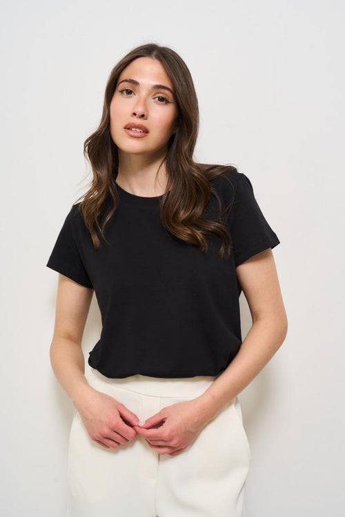 T-shirt donna girocollo nera - 2