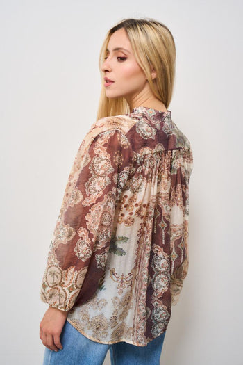 Blusa donna fantasia marrone - 3