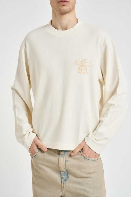 Felpa uomo girocollo panna