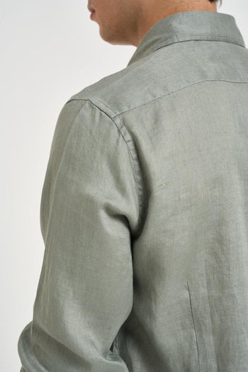 Camicia uomo in lino verde - 5