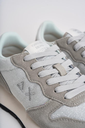 Sneakers donna in suede grigio chiaro e silver - 5