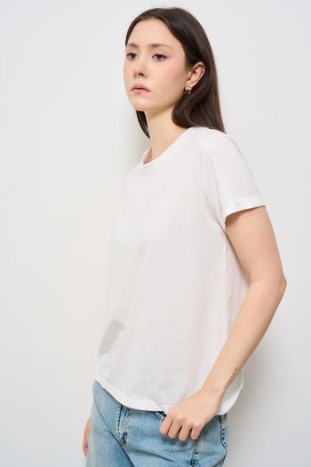 T-shirt donna girocollo bianca - 3