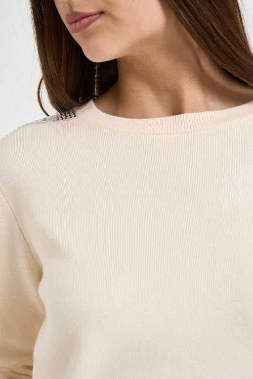Maglia donna girocollo panna - 2