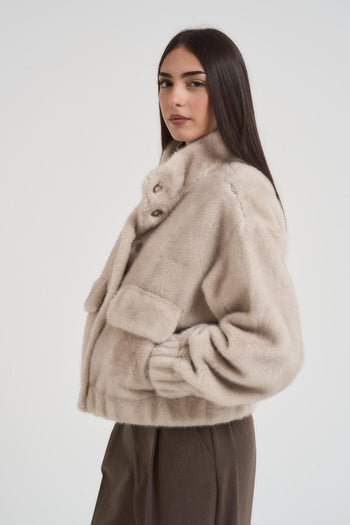 Giubbotto in ecopelliccia donna beige - 3