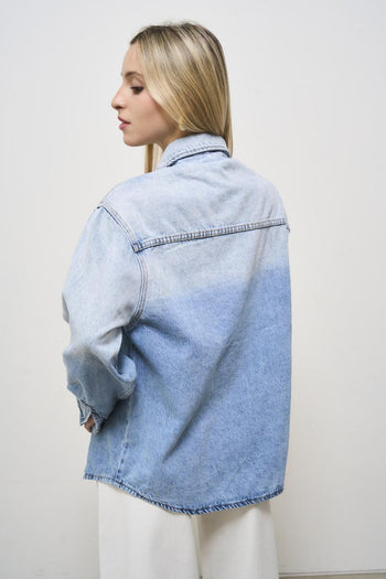 Giubbotto donna in denim chiaro con strass - 4