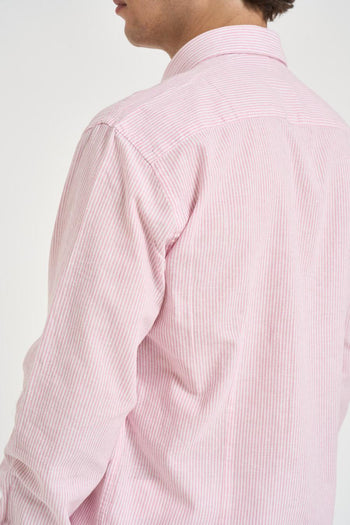 Camicia uomo a righe rosa e bianco - 6
