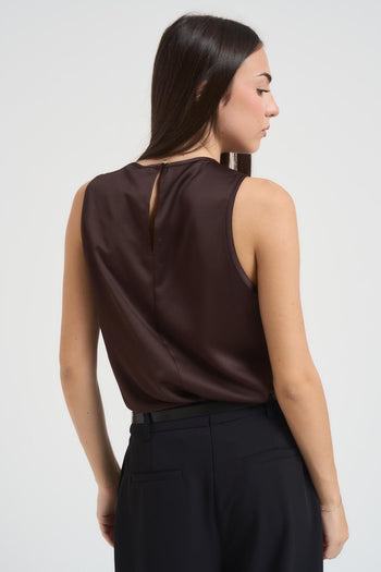 Top donna senza maniche marrone - 3