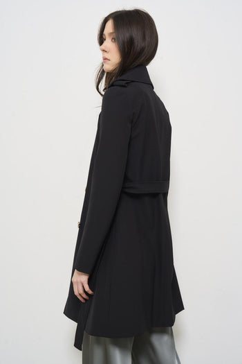 Women's midi double-breasted trench coat in black - 6