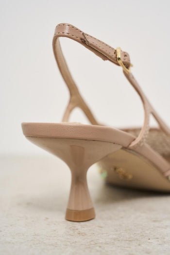 Scarpa donna cipria con tacco e strass - 5