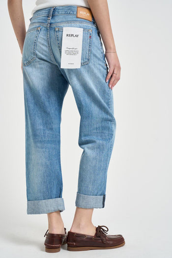 Jeans donna dritto in denim chiaro - 4