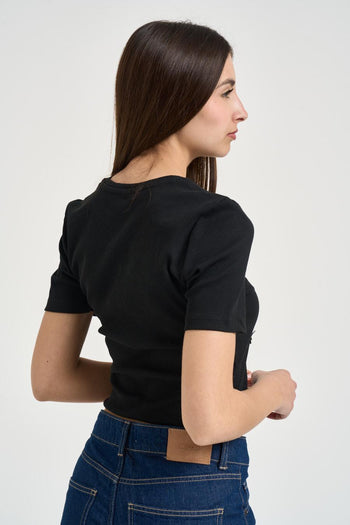 T-shirt donna con fiocchetti nera - 3