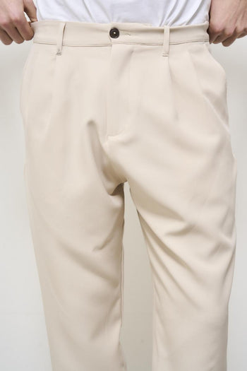 Men's trousers with regular beige pleats - 6