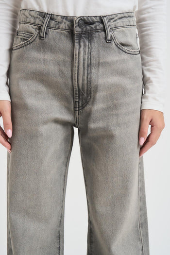 Jeans donna wide leg in denim grigio con micro glitter - 3