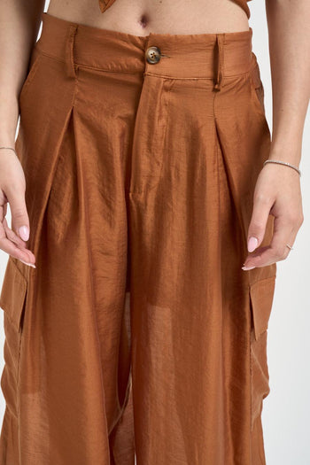Pantalone donna a palazzo cargo coccio - 5