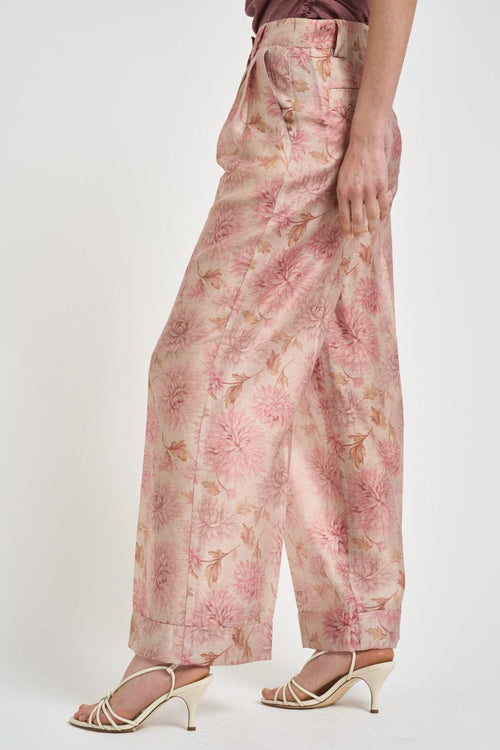 Pantalone donna stampa floreale cipria - 2