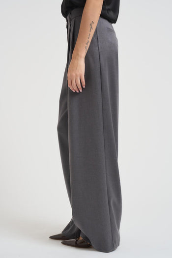 Pantalone ampio donna con pence grigio - 3