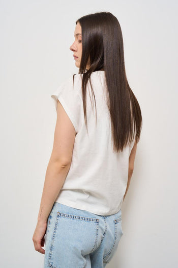 T-shirt donna girocollo bianca - 5