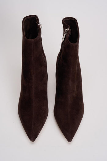 Stivaletto donna con tacco in suede marone - 6