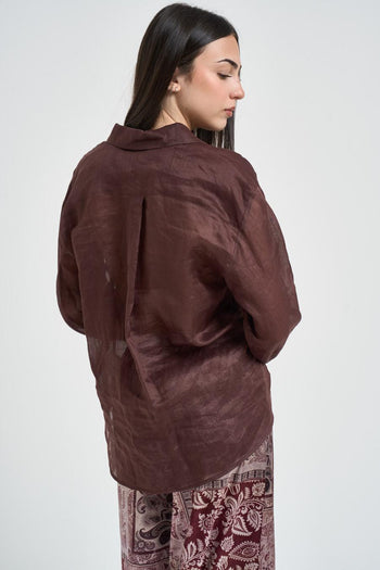 Camicia donna semitrasparente marrone - 5