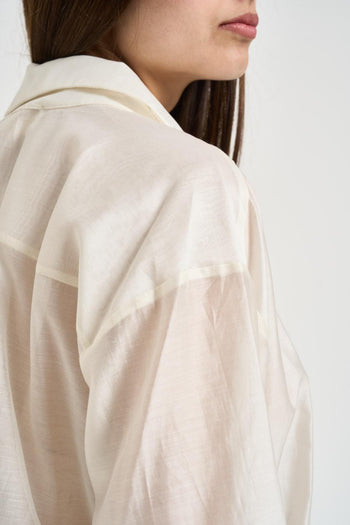 Camicia donna semitrasparente avorio - 4