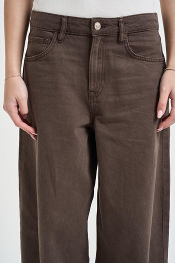 Jeans donna baggy in denim marrone - 4