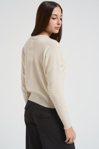 Maglia donna girocollo panna - 3