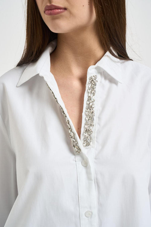Camicia donna con gioiello bianca - 2