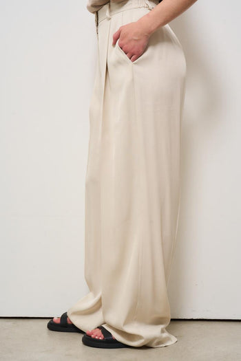 Pantalone donna a palazzo panna - 3