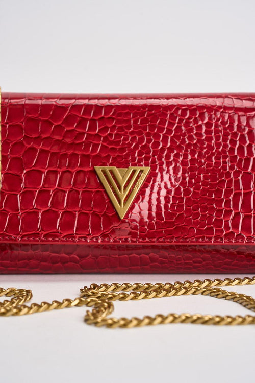 Borsa donna a tracolla in vernice rossa - 2