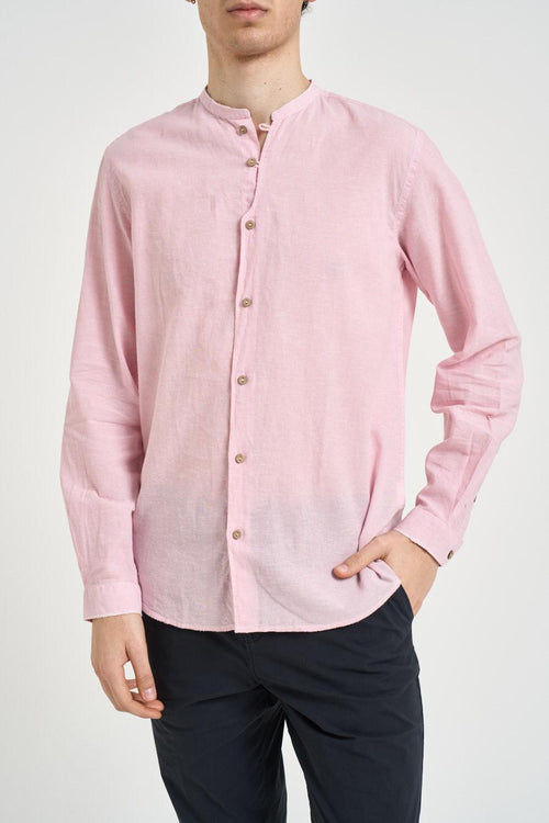 Camicia uomo in lino rosa