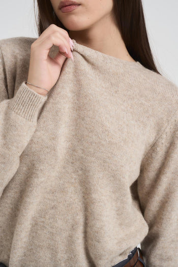 Maglia donna girocollo beige - 3